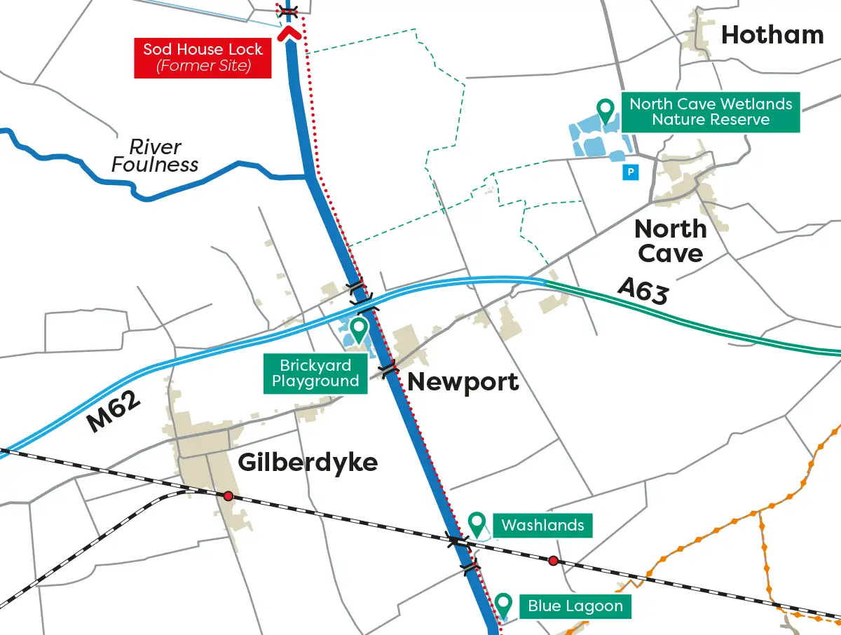 A crop of a stretch of the Canal Trail map.