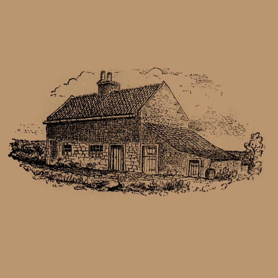 An etching of the "eight-and-forty" house in Wallingfen.
